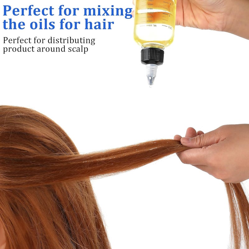 COMNICO 2 Pack Applicator Bottle for Hair 8.5oz Soft Squeeze Empty Oil Dispenser Hair Color Applicator Root Hair Dye PET Plastic Refillable Bottles for Salon Sylist with Graduated Scale and Twist Top - Image 5